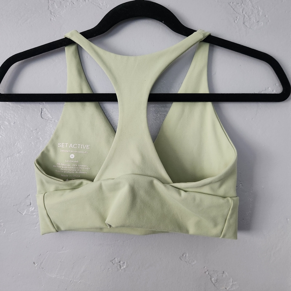 Set Active Luxform Racer V Sports Bra Sage Green Medium - Picture 3 of 5